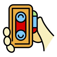 Poster - Audio voice recorder icon. Outline audio voice recorder vector icon color flat isolated on white