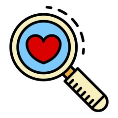 Poster - search heart like icon. outline search heart like vector icon color flat isolated on white