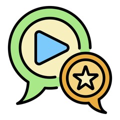 Poster - Favorite video blog icon. Outline favorite video blog vector icon color flat isolated on white