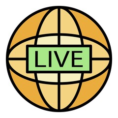 Poster - Global live video blog icon. Outline global live video blog vector icon color flat isolated on white