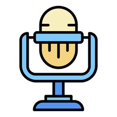 Poster - Studio microphone icon. Outline studio microphone vector icon color flat isolated on white