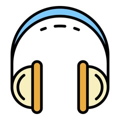 Poster - Retro headset icon. Outline retro headset vector icon color flat isolated on white