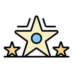 Poster - Star video blog icon. Outline star video blog vector icon color flat isolated on white