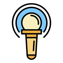 Poster - Microphone icon. Outline microphone vector icon color flat isolated on white