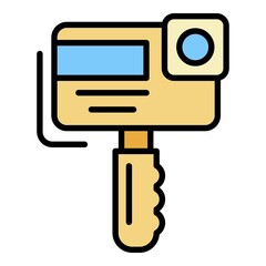 Poster - Action camera icon. Outline action camera vector icon color flat isolated on white