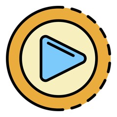 Poster - Round video player icon. Outline round video player vector icon color flat isolated on white