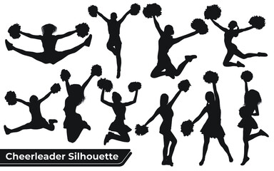 Collection of Cheerleader Silhouette in different positions