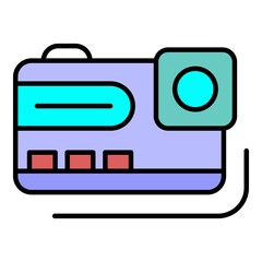 Poster - Action camera icon. Outline action camera vector icon color flat isolated on white