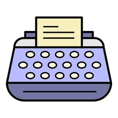 Poster - Office typewriter icon. Outline office typewriter vector icon color flat isolated on white