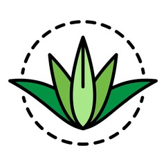 Sticker - Aloe vera plant icon. Outline aloe vera plant vector icon color flat isolated on white