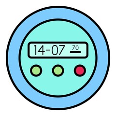 Aufkleber - Round digital clock icon. Outline round digital clock vector icon color flat isolated on white