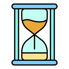 Poster - Sand hourglass icon. Outline sand hourglass vector icon color flat isolated on white