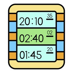 Wall Mural - Multi display digital clock icon. Outline multi display digital clock vector icon color flat isolated on white