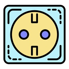 Poster - Euro electric socket icon. Outline euro electric socket vector icon color flat isolated on white