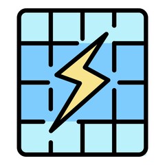 Poster - solar panel energy icon. outline solar panel energy vector icon color flat isolated on white