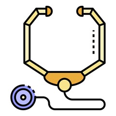 Poster - Doctor stethoscope icon. Outline doctor stethoscope vector icon color flat isolated on white