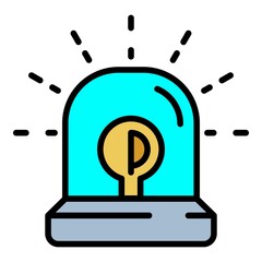 Poster - police flasher icon. outline police flasher vector icon color flat isolated on white