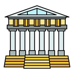 Wall Mural - Greek temple icon. Outline greek temple vector icon color flat isolated on white