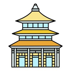 Poster - asia temple icon. outline asia temple vector icon color flat isolated on white