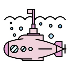 Poster - Submarine icon. Outline submarine vector icon color flat isolated on white