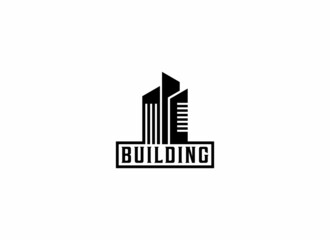 Wall Mural - logo for building or building construction with simple building illustration