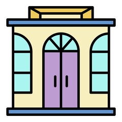 Poster - street shop icon. outline street shop vector icon color flat isolated on white
