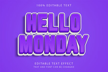 Hello Monday,3 Dimension Editable Text Effect Purple Gradation Comic Effect Style