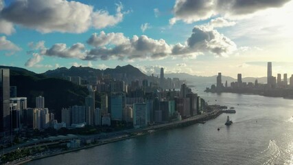 Fototapete - Hong Kong city at sunset