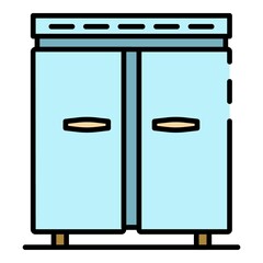 Poster - Big metal freezer icon. Outline big metal freezer vector icon color flat isolated on white