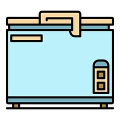 Poster - Chest freezer icon. Outline chest freezer vector icon color flat isolated on white