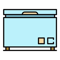 Sticker - Chest refrigerator icon. Outline chest refrigerator vector icon color flat isolated on white