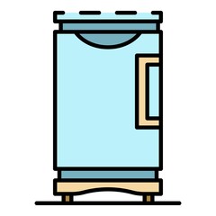 Poster - Fridge freezer icon. Outline fridge freezer vector icon color flat isolated on white