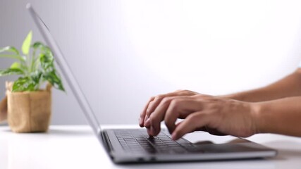Poster - Working on laptop computer. Businessman working in home office