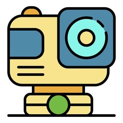 Poster - Action sport camera icon. Outline action sport camera vector icon color flat isolated on white