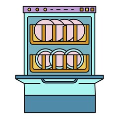 Poster - full dishwasher icon. outline full dishwasher vector icon color flat isolated on white