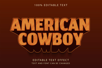 Aufkleber - American cowboy,3 dimension Editable text effect yellow gradation comic modern style