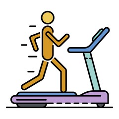 Poster - boy at treadmill icon. outline boy at treadmill vector icon color flat isolated on white