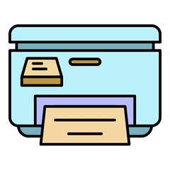 Poster - Printer icon. Outline printer vector icon color flat isolated on white