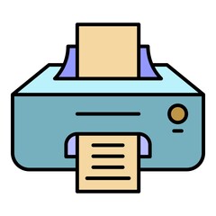 Poster - Ink printer icon. Outline ink printer vector icon color flat isolated on white