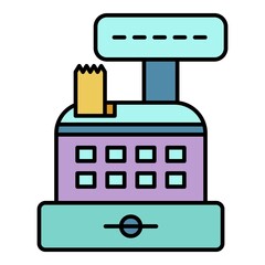Poster - Cash register icon. Outline cash register vector icon color flat isolated on white