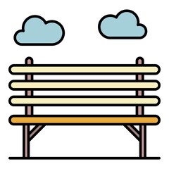 Poster - Wood park bench icon. Outline wood park bench vector icon color flat isolated on white