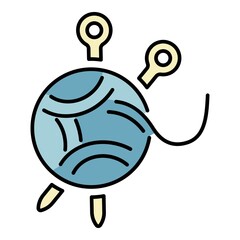 Poster - knitting tool icon. outline knitting tool vector icon color flat isolated on white