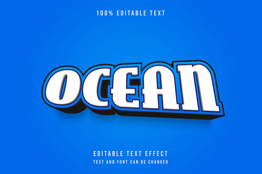 ocean,3 dimension editable text effect blue gradation text effect