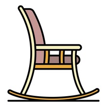 Rocking Chair Icon. Outline Rocking Chair Vector Icon Color Flat Isolated On White