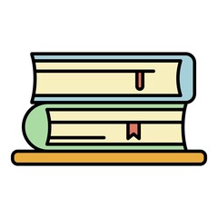 Poster - book stack icon. outline book stack vector icon color flat isolated on white
