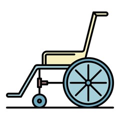 Poster - Wheelchair icon. Outline wheelchair vector icon color flat isolated on white