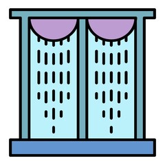 Poster - Plastic windows curtain icon. Outline plastic windows curtain vector icon color flat isolated on white