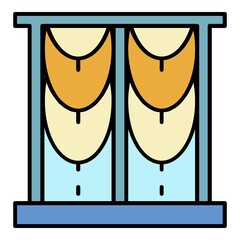 Poster - round window curtain icon. outline round window curtain vector icon color flat isolated on white