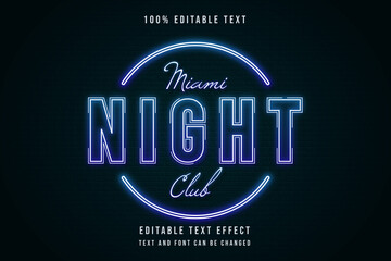 Aufkleber - miami night club,3 dimensions editable text effect blue gradation neon text style