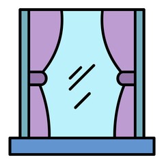 Poster - Windows curtains icon. Outline windows curtains vector icon color flat isolated on white